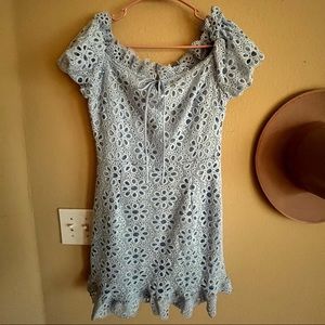 Blue eyelet dress